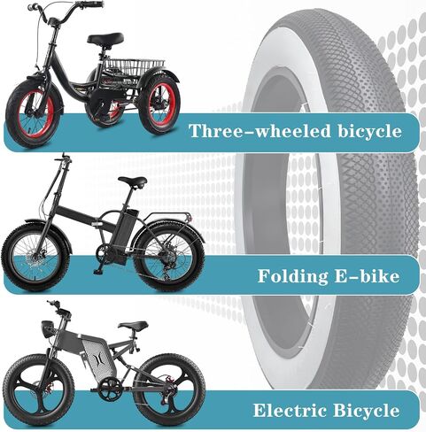 SIMEIQI 20"/26"X4.0" Inch E-Bike Fat Bike Tire and Tube Beach Cruiser Electric Bicycle Tricycle Tyres Foldable Replacement Tire for City Commuter Ebike Street Road Pavement Park Urban in Saudi Arabia