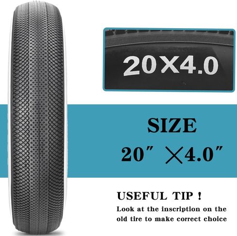 SIMEIQI 20"/26"X4.0" Inch E-Bike Fat Bike Tire and Tube Beach Cruiser Electric Bicycle Tricycle Tyres Foldable Replacement Tire for City Commuter Ebike Street Road Pavement Park Urban in Saudi Arabia