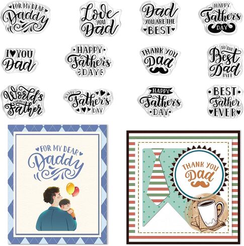 On-Airstore Happy Father's Day Clear Stamps for Card Making, Rectangular Silicone Clear Rubber Stamps, 5 inches x 5 inches in Saudi Arabia