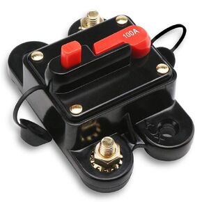 DROK Manual Reset Fuse, 100 Amp Circuit Breaker Auto Car Marine Boat Motor Audio Inline Fuse, DC 24V 100A Stereo Video Power Surge Current Overload Protector with Manual Reset Arm