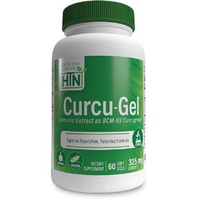 Health Thru Nutrition Curcu-Gel 325mg BCM-95® CurcuGreen Turmeric Curcumin | High Absorption | Healthy Inflammation Response | Clinically Studied | 3rd Party Tested | Non-GMO (Pack of 60)