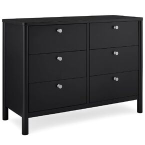 Delta Children Brooks 6 Drawer Dresser with Interlocking Drawers (Includes 3 Sets of Knobs – Choose from Natural, Brushed Nickel & Melted Bronze), Bianca White