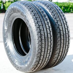 Set of 2 (TWO) Roundrule ST Hikee Semi Steel Premium Trailer Radial Tires-ST225/75R15 225/75/15 225/75-15 117/112L Load Range E LRE 10-Ply BSW Black Side Wall