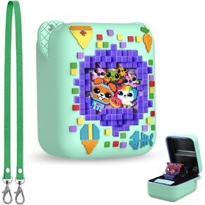 Silicone Case for Bitzee Interactive Toy Digital Pet and Case, Protective Cover Skin Sleeve with Lanyard for Bitzee Virtual Electronic Pets Accessories Kids Boys Girls (Green)