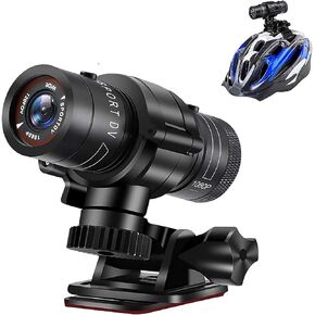 Motorcycle Helmet Camera 1080P, 120 Wide Angle Sports Action Camera Waterproof Built in Microphone with Bracket and Helmet Strap