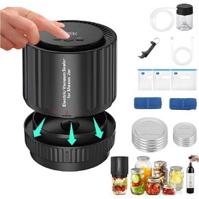 Mason Jar Vacuum Sealer,Electric Mason Jar Vacuum Sealer Kit for Wide&Regular Mouth Mason Jars Vacuum Bags Wine Bottle-Jar Vacuum Sealer for Mason Jars-Canning Vacuum Sealer Mason Jar for Food Storage