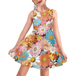 Girls Dresses Swing Skater Dresses Toddler Sleeveless Cotton Dress Birthday Dress for Girls