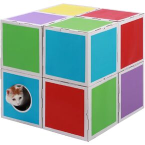 كبير 3D متاهة القط مكعب وحدات من الورق المقوى صندوق إخفاء البيت، سرير نفق القط، إخفاء والبحث عن قلعة مسرح للقطط المتعددة in Kuwait