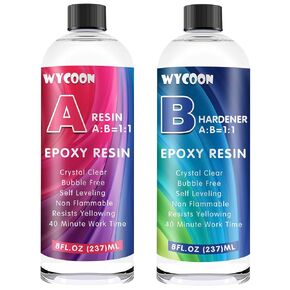 Crystal Clear Epoxy Resin Kit 16OZ, Bubble Free & Not Yellowing Epoxy Resin for Coating, Casting, Table Top,DIY, Bar Top, River Tables, Resin Art, Wood with High Gloss Finish