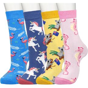 xiaomaizi Women's Cool and Novelty Casual Crew Socks Colorful Funny Patterned Cotton Ankle Dress Socks Size 7-11