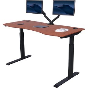 ApexDesk Elite Pro Series 60" x 27" Electric Height Adjustable Stand up Desk, Sit Stand Home Office Desk, Computer Desk - Curved Bamboo