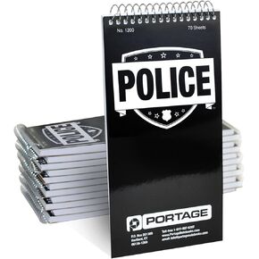 Portage Public Safety Police Notebook – Top Bound Spiral Notebook, Writing Pad for Interviews, Accidents & Incident Reports, Field Notes Book for Police – 4 x 8 Inches, 70 Sheets, 12 Pack