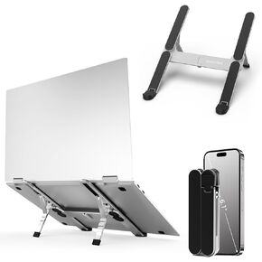 Portable Ergonomic Laptop Stand for Desk, Foldable Laptop Riser with 6 Adjustable Angle, Compatible with MacBook Air Pro, Dell, HP 11-17.3'', Collapsable Ideal for Travel & Home Office