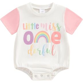 Baby Girl First Birthday Outfit Onederful Embroidery Sweatshirt Baby Bubble Romper 1st Birthday Girl Gifts