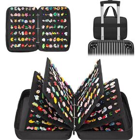 PACMAXI X-Large Shoe Charms Organizer with 588 Holes, Oversized Croc Charms Display Holder with 6 Pages, Portable Travelling Storage Bag (Croc Charms Not Included) (black)