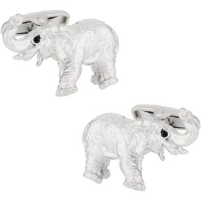 Cuff-Daddy Silver Elephant Cufflinks with Travel Presentation Gift Box