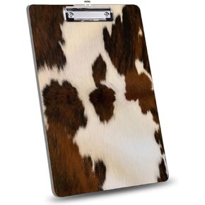 Fashion Decorative Clipboard,Farm Animal Brown Cowhide Skin Print Cow Clipboard for Women,Nurses, Students, Classroom, Office Standard Size 8.5" x 12.5",Cow Hide