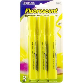 BAZIC Highlighter Yellow Color Desk Style, Chisel Tip Broad Fine Line Highlighters, Unscented Highlighting Coloring Marker (3/Pack), 1-Pack