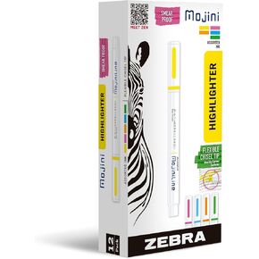 Zebra Pen Mojini Highlighter Set, Soft Chisel Tip, Assorted Colors, 5-Pack (70205)