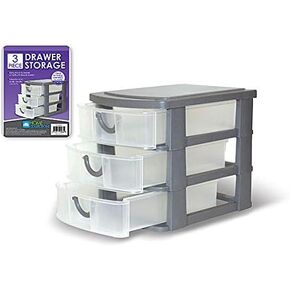 Dependable Industries inc. Essentials 3 Drawer Mini Plastic Organizer Makeup HBA Cosmetics Arts & Crafts Desktop Stationary (Black)