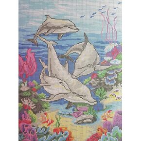 الدلافين حبة التطريز عدة التطريز الحياة البحرية Handraft beadpoint عدة مطرز خياطة نسيج التطريز مطرز عبر الابره مجموعات in Kuwait