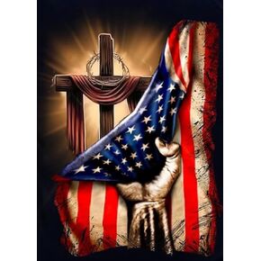 مجموعات الطلاء الماسي 5D DIY للبالغين، علم وطني يد وعبر الماس فن حفر كامل كريستال حجر الراين صور تطريز فنون حرفية لديكور جدار المنزل، موضوع العلم الأمريكي، 12 × 16 بوصة in Kuwait