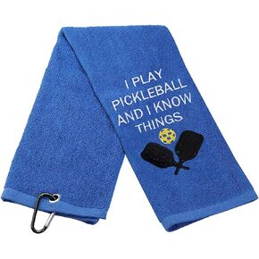منشفة هدية Pickleball I Play Pickleball وأنا أعرف الأشياء هدية منشفة مطرزة لمحبي Pickleball (العب Pickleball واعرف الأشياء)