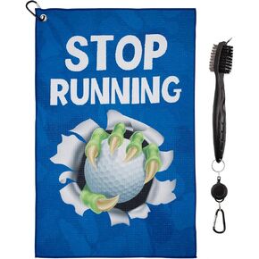 EWILLING Mutiple Pattern Designer Towels,Microfiber Golf Towel Large Size 15.7" X 23.6",with Golf Club Bursh and Aluminum Carabiner Cleaning Set. (Funny Emoji)