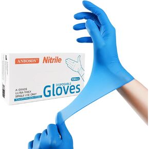 Nitrile Gloves – 6mil Thickness, Latex-Free, Powder-Free, Textured Fingertips for Hygienic Cleaning and Food Handling