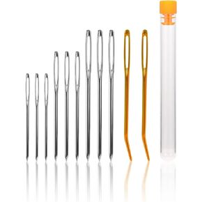 11pcs Large-Eye Blunt Embroidery Needles, Stainless Steel Yarn Darning Needle Tapestry Needle Wool Needle Macrame Needle Hand Sewing Knitting Needles for Crochet Projects (2 Styles)