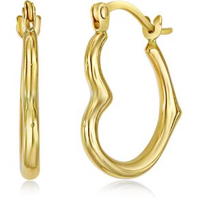 14k Gold Heart Shaped Hoop Earrings (13 x 15mm)