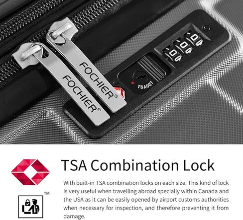 FOCHIER F Hardside Carry On Luggage 22x14x9 معتمدة من شركة الطيران مع قفل TSA، حقيبة سفر صغيرة قابلة للتوسيع مع عجلات دوارة للرجال والنساء، رمادي in Kuwait