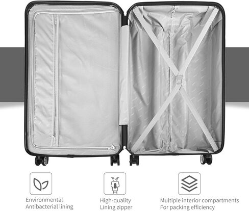 FOCHIER F Hardside Carry On Luggage 22x14x9 معتمدة من شركة الطيران مع قفل TSA، حقيبة سفر صغيرة قابلة للتوسيع مع عجلات دوارة للرجال والنساء، رمادي in Kuwait