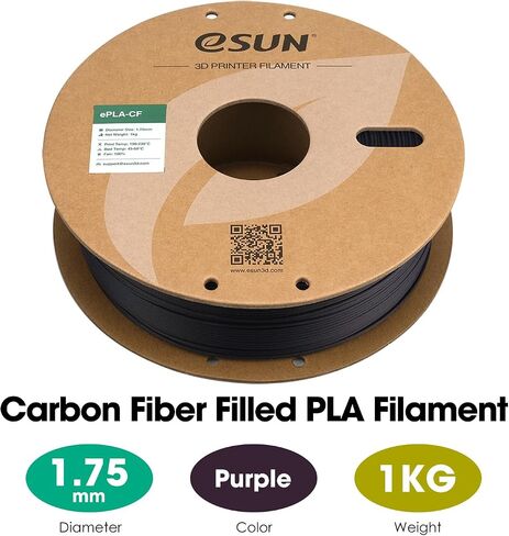 eSUN Carbon Fiber PLA Filament 1.75mm, Matte Texture 3D Printer Filament Carbon Fiber Reinforced PLA for Fast Printing, 1KG Spool (2.2 LBS) 3D Printing Filament for 3D Printers, Black in Saudi Arabia