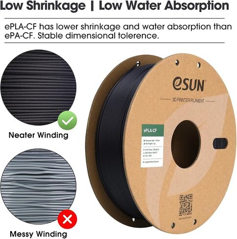 eSUN Carbon Fiber PLA Filament 1.75mm, Matte Texture 3D Printer Filament Carbon Fiber Reinforced PLA for Fast Printing, 1KG Spool (2.2 LBS) 3D Printing Filament for 3D Printers, Black in Saudi Arabia