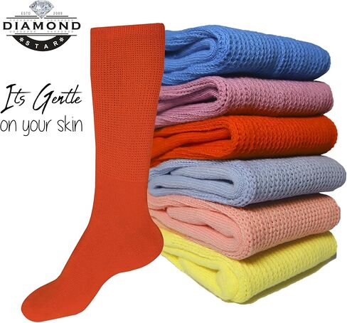 Diamond Star Diabetic Socks, Non-Binding Circulatory Cushion Cotton Crew & Anke Diabetic Socks for Women in Saudi Arabia