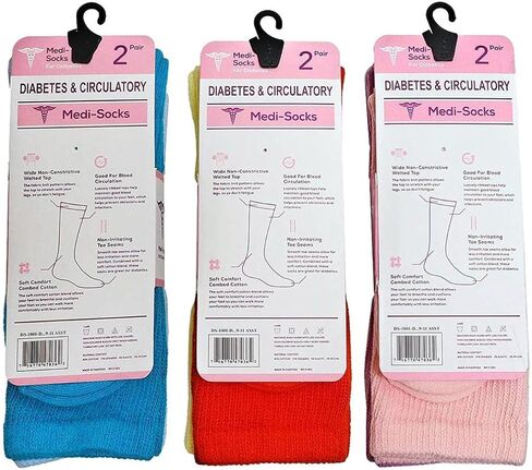 Diamond Star Diabetic Socks, Non-Binding Circulatory Cushion Cotton Crew & Anke Diabetic Socks for Women in Saudi Arabia