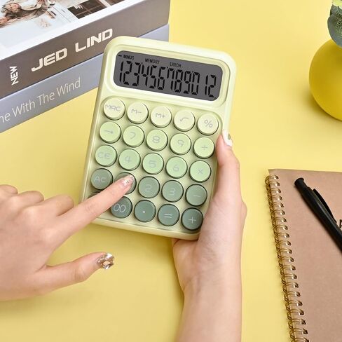 Desktop Mechanical Calculator, Cute Big Buttons Calculators with 12 Digits Large LCD Display, Desk Accessories, for Office Home School(Purple) in Saudi Arabia