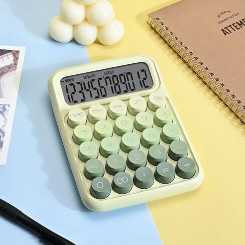 Desktop Mechanical Calculator, Cute Big Buttons Calculators with 12 Digits Large LCD Display, Desk Accessories, for Office Home School(Purple) in Saudi Arabia
