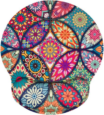 Ergonomic Memory Foam Wrist Support Mouse Pad Comfortable Padded Wrist Mousepads 9in X10in Pain Relief Desktop Mouse Mat (Beautiful Mandala Foam) in Saudi Arabia