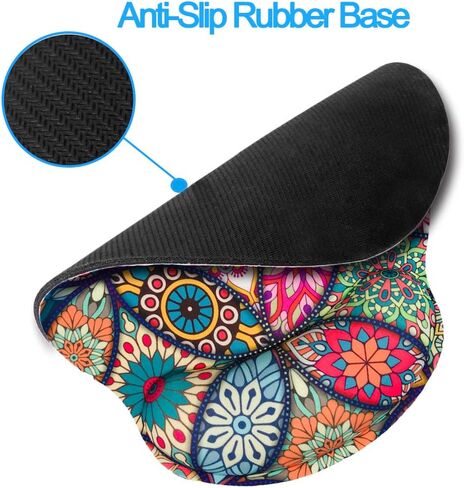 Ergonomic Memory Foam Wrist Support Mouse Pad Comfortable Padded Wrist Mousepads 9in X10in Pain Relief Desktop Mouse Mat (Beautiful Mandala Foam) in Saudi Arabia