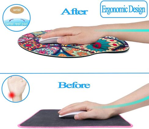 Ergonomic Memory Foam Wrist Support Mouse Pad Comfortable Padded Wrist Mousepads 9in X10in Pain Relief Desktop Mouse Mat (Beautiful Mandala Foam) in Saudi Arabia