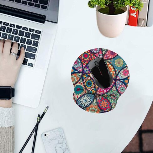 Ergonomic Memory Foam Wrist Support Mouse Pad Comfortable Padded Wrist Mousepads 9in X10in Pain Relief Desktop Mouse Mat (Beautiful Mandala Foam) in Saudi Arabia