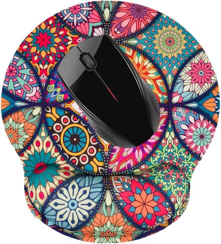 Ergonomic Memory Foam Wrist Support Mouse Pad Comfortable Padded Wrist Mousepads 9in X10in Pain Relief Desktop Mouse Mat (Beautiful Mandala Foam) in Saudi Arabia