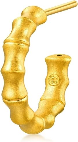CHOW SANG SANG حلق ثقافي 999 24K من الذهب الصلب من الخيزران للنساء 92241E (يُباع منفردًا وليس زوجًا) in Kuwait