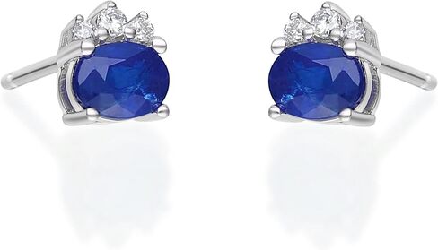 Gin & Grace 10K White Gold Genuine Blue Sapphire and Natural Diamond (I1) Earring for Women. in Saudi Arabia