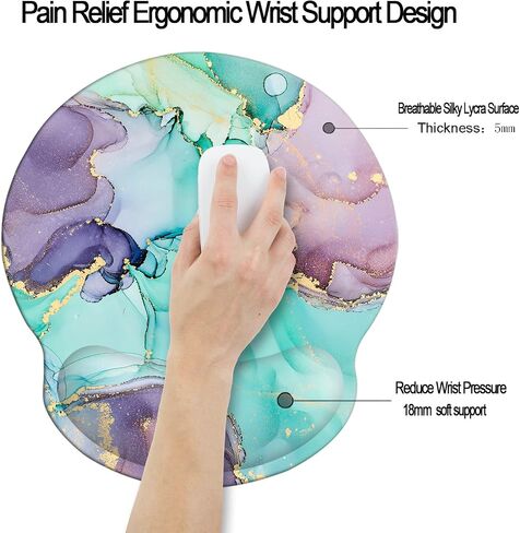 Ergonomic Memory Foam Wrist Support Mouse Pad Comfortable Padded Wrist Mousepads 9in X10in Pain Relief Desktop Mouse Mat (Beautiful Mandala Foam) in Saudi Arabia