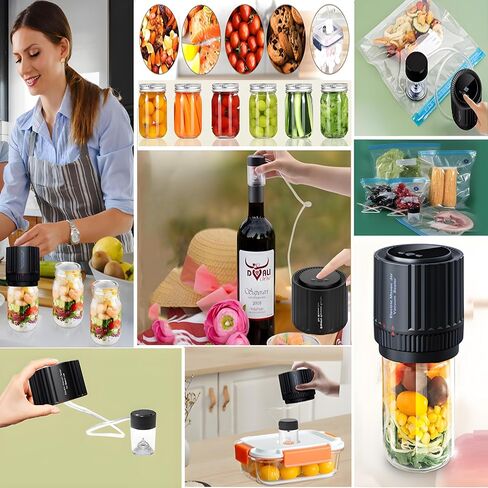 Mason Jar Vacuum Sealer,Electric Mason Jar Vacuum Sealer Kit for Wide&Regular Mouth Mason Jars Vacuum Bags Wine Bottle-Jar Vacuum Sealer for Mason Jars-Canning Vacuum Sealer Mason Jar for Food Storage in Saudi Arabia