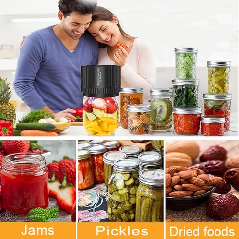 Mason Jar Vacuum Sealer,Electric Mason Jar Vacuum Sealer Kit for Wide&Regular Mouth Mason Jars Vacuum Bags Wine Bottle-Jar Vacuum Sealer for Mason Jars-Canning Vacuum Sealer Mason Jar for Food Storage in Saudi Arabia