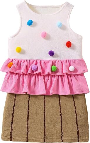 OYOANGLE Girl's Casual Ruffle Sleeveless Dots Round Neck Short Dress Cute Knee Long Pencil Dress in Saudi Arabia